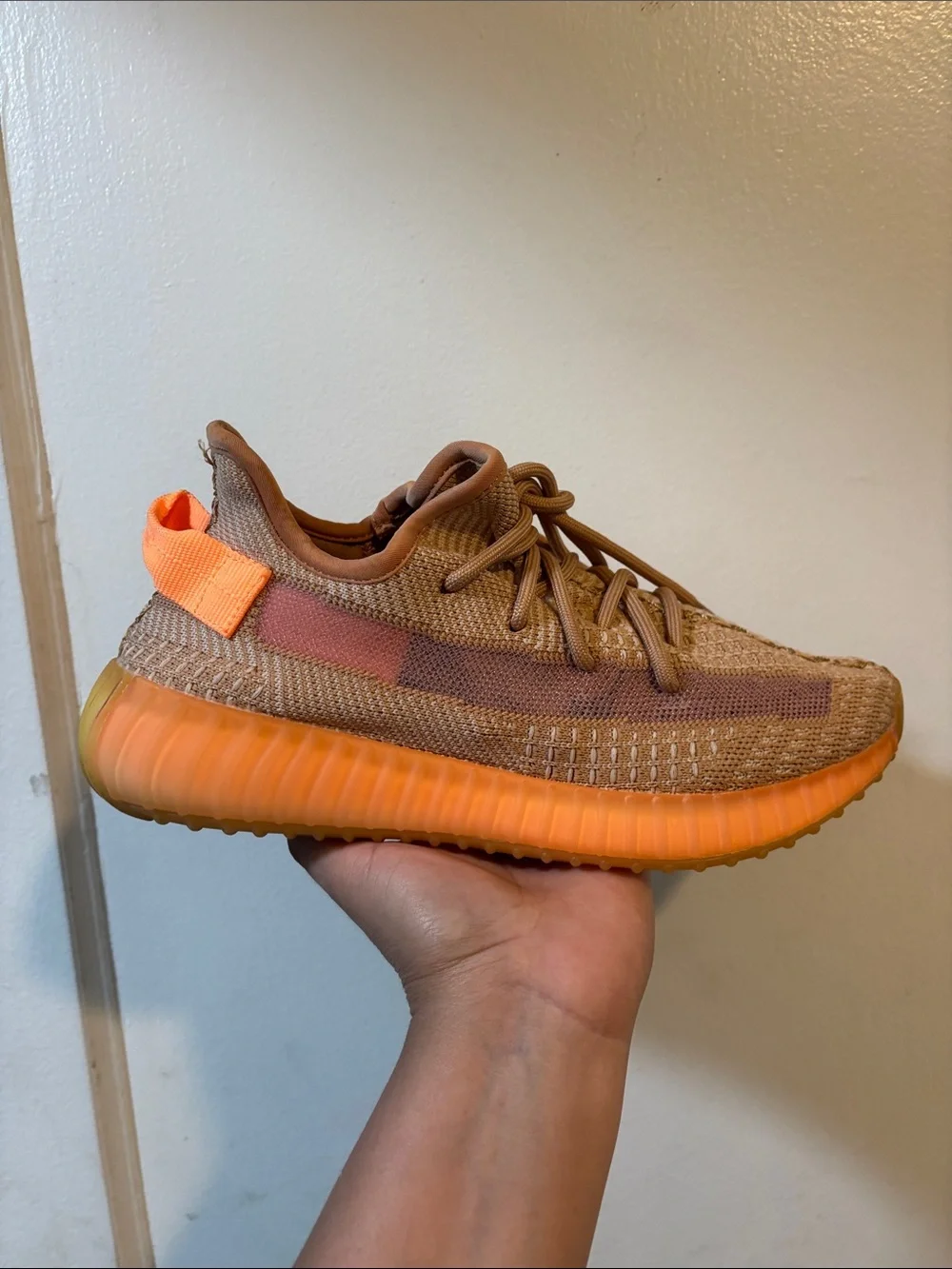 adidas Men's Knit Sneaker in Tan and Orange
